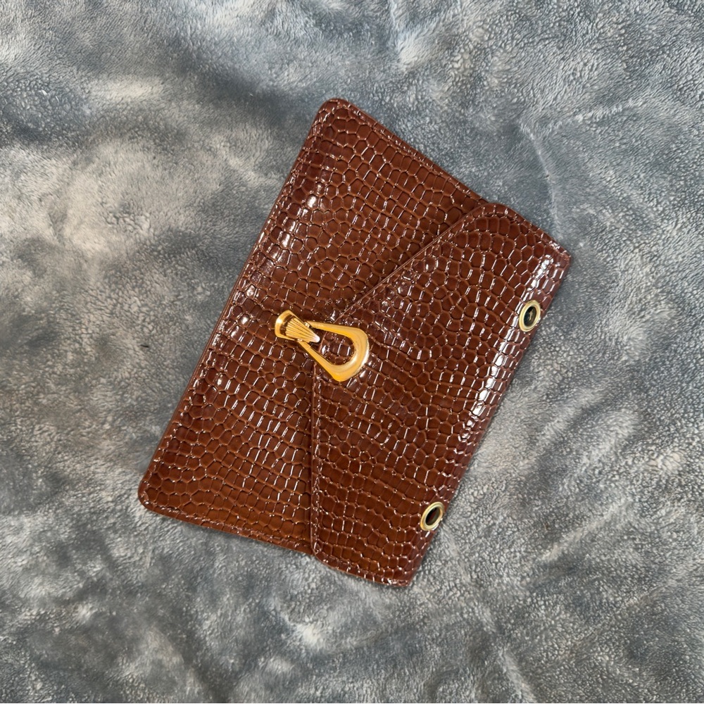 Brown Crocodile Pattern Clutch - image 3